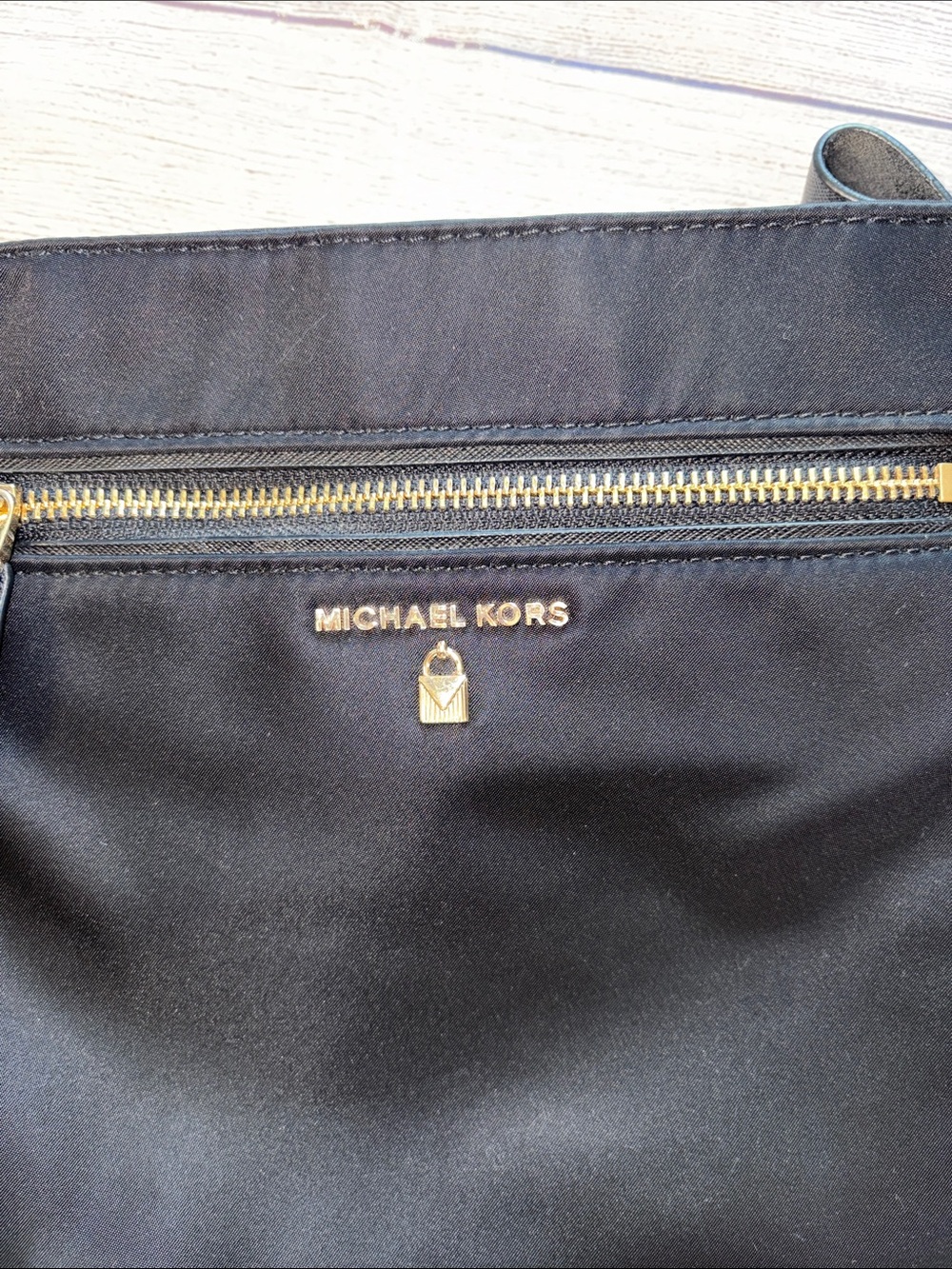 Michael Kors Black Nylon Crossbody Messenger Bag with Gold Hardware - Picture 3 of 5